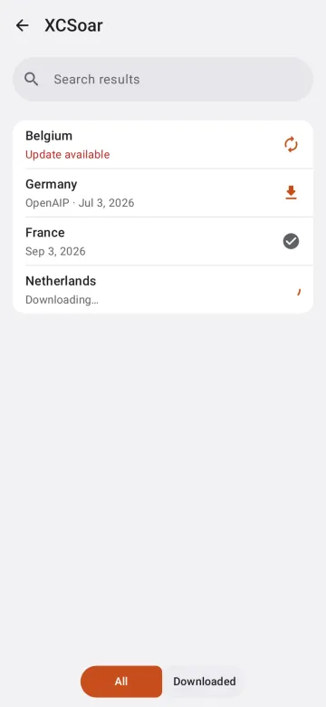 Airspace catalogues on Android