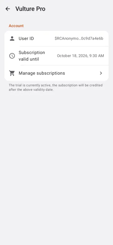 Subscription settings on Android