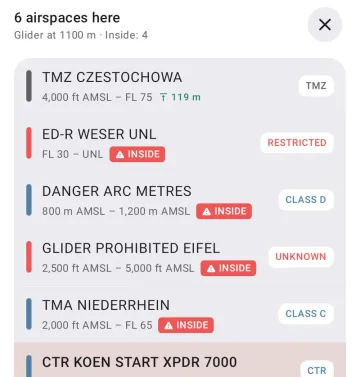 Airspace sheet on Android