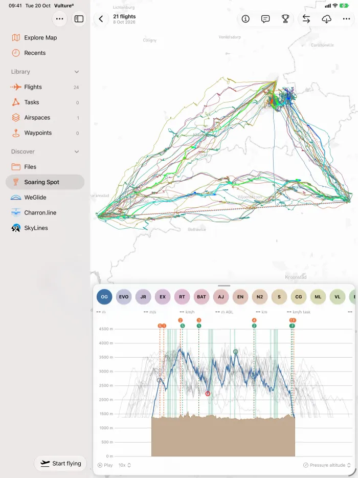 Several flights on one map on iPad