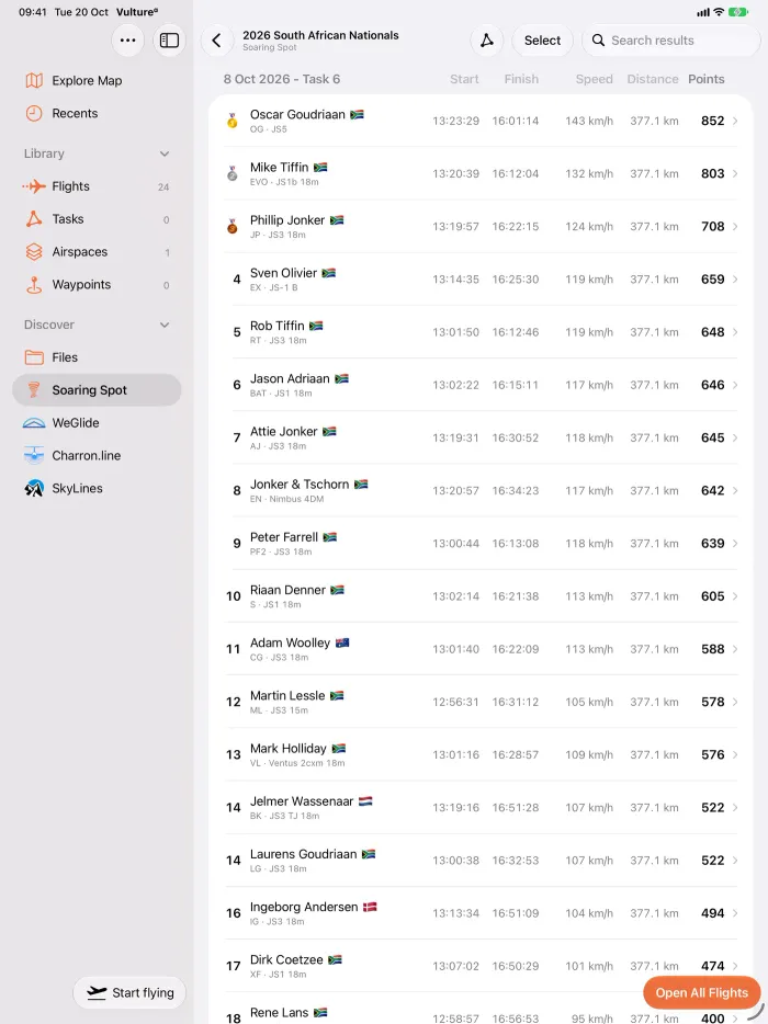 Open all flights on iPad