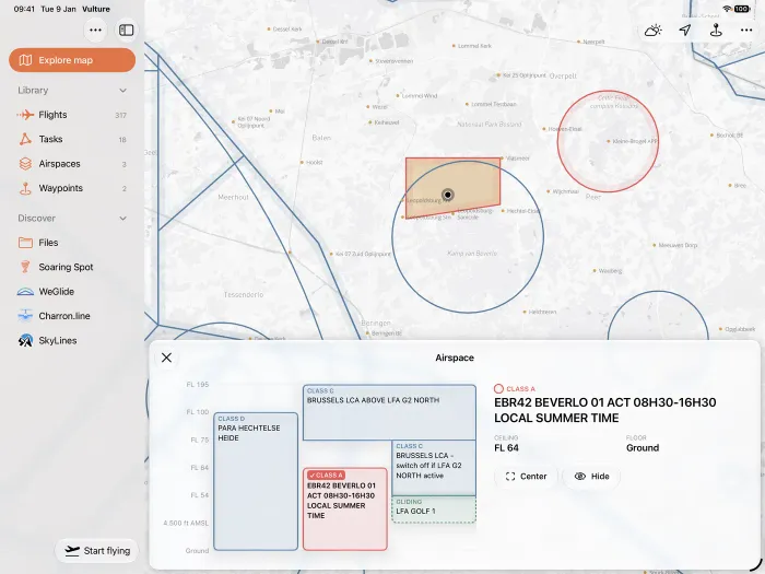 Airspace sheet on iPad