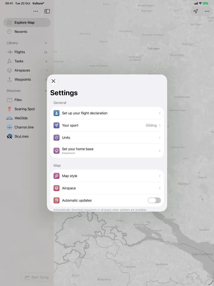 Settings overview on iPad