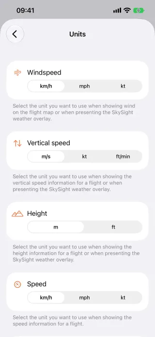 Units on iPhone