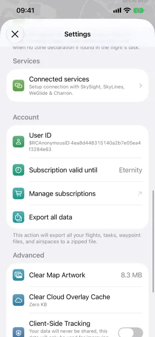 Subscription settings on iPhone