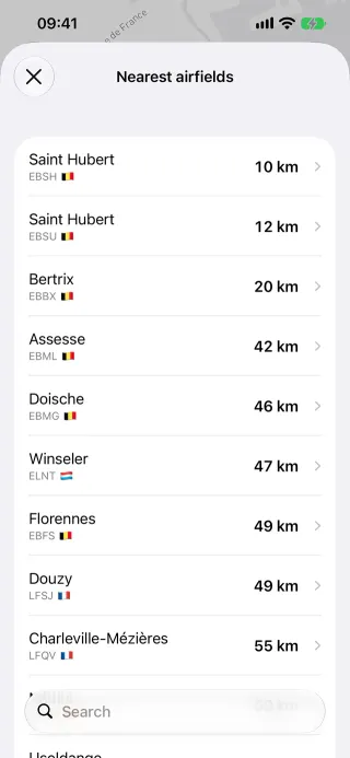 Nearest airports and airport detail on iPhone