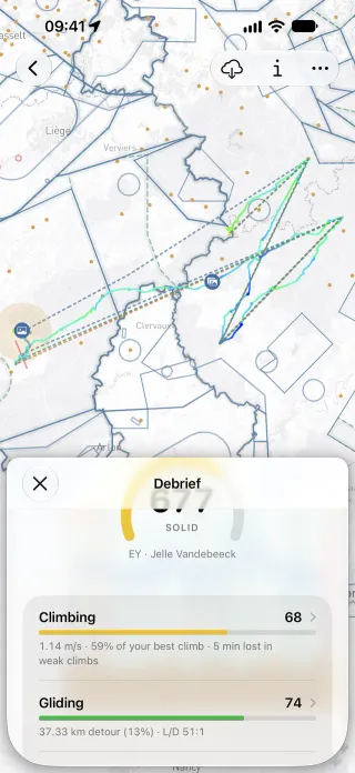Debrief and flight rating on iPhone
