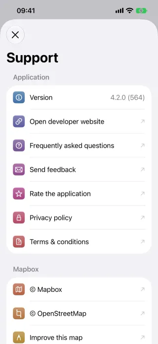 Support and about on iPhone