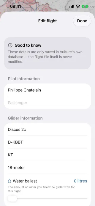 Edit flight on iPhone