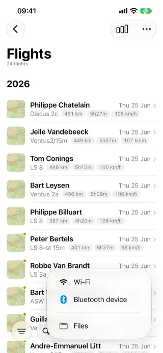 Logger and FLARM devices on iPhone