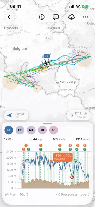 Several flights on one map on iPhone