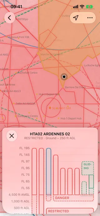 openAIP airspace on iPhone