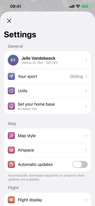 Settings overview on iPhone