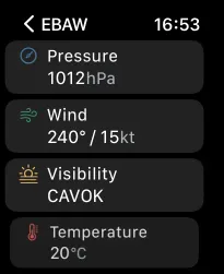 METAR, TAF and sunrise on Watch
